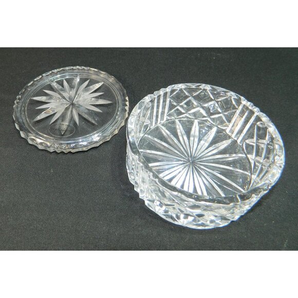 Cut Crystal Vanity Set: Decanter Vase Stopper & Wedgewood Lidded Trinket Box - Picture 7 of 16